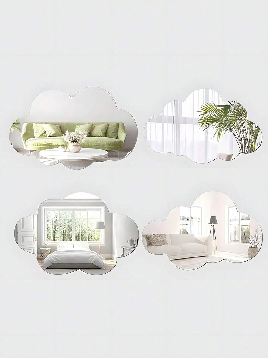 1 miếng dán tường gương hình đám mây, chất liệu acrylic dày 2mm, gạch gương 3D DIY, phù hợp cho phòng ngủ, phòng khách, phòng tắm, nhà bếp, nhãn dán, dán tường, nhãn dán vinyl, trang trí nhà cửa, trang trí mùa xuân, làm mới ngôi nhà của bạn, nhãn dán trang trí Rama, trang trí tường, trang trí phòng, gương treo tường, phù hợp cho trang trí phòng, trang trí phòng tắm, trang trí phòng khách - Bạc - Xem 1