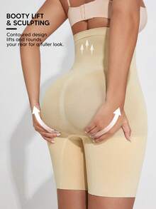 High Waist Butt Lifting Shapewear Shorts, Tummy Control Summer Shaper For Party & Wedding - Apricot - View 2