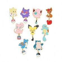 pokemon 寶可夢 1/9 件組卡通精靈胸針套裝 可愛胖丁 皮丘 琺瑯別針 背包衣物飾品金屬徽章配件禮物 - 均碼 - 查看 20