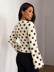 Minimalist Elegant Contrast Color Striped Waist Fitted Casual, Date, Street Wear Blouse For Women - Light Yellow - View 6