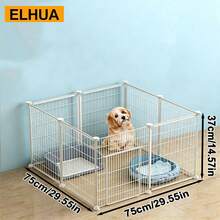 KALAY Metal Modular Detachable Washable DIY Transparent Panel Dog Cage, Rabbit, Teddy, And Only Small Dog Kennel Pet Enclosure Birds, Reptiles - White - View 3