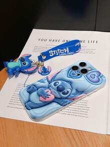 Disney Has Authorized, Phone Case - Chain Set, The Stitch Lilo & Stitch 3D Phone Case Plus A Silicone 3D Stitch Bracelet With Metallic Ring Removable Bracelet, Stitch And Angel Pattern, Compatible With Iphone17/16/15/14/13/12/11/XS/XR/X Plus Pro Max, A Stylish Cartoon Phone Case, The Perfect Gift Choice, Phone Protection, Durable Phone Cover, Great Gift For Friends And Family. - 白色 - 查看 6
