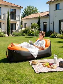 One Inflatable Sofa (Including Storage Bag), A Nap Folding Bed, Camping Lounge Chair, Wear-Resistant And Scratch-Resistant, Easy To Carry, Suitable For Pool Accessories, Camping Equipment, Garden Leisure, Inflatable Pool Supplies. - Multicolor - View 7
