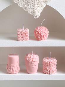Lilin Buatan Tangan Beraroma Mawar Merah Muda Gaya Ins, Desain Vintage Romantis, Lilin Kedelai Tanpa Asap, Cocok untuk Properti Fotografi Suasana, Hadiah Natal, Makan Malam Kencan, Dekorasi Meja Rumah, Suvenir Upacara Pembukaan - Seri merah muda - View 3