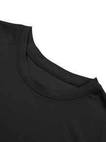 Camiseta de hombre de talla con estampado de ilustraciones estilo vacacional SIP SLOW ENJOY LIFE, diseño de estampado a doble cara unisex, adecuada para el uso diario casual de los en - Negro - Ver 2