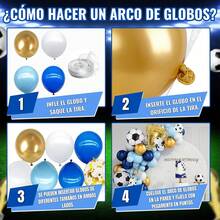 141 Pcs Kit de Arco de Guirnalda de Globos de Fútbol, kit de Blanco Azul de Arco de Globos Metálicos de Fútbol para Decoración de Fiestas Temáticas de la Copa Mundial de Fútbol, Fiesta de Cumpleaños - 1 - Ver 3
