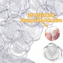 25入透明尤加利花紋蠟封貼紙，自黏式蠟封貼紙，適用於禮物、婚禮邀請函、信封封口 - 尤加利 - 查看 4