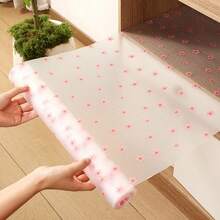 1 Roll Cherry Blossom Pattern Thickened Kitchen Cabinet Shelf Liner, Non-Adhesive Drawer Liner, Anti-Slip Cabinet Liner, Washable EVA Refrigerator Liner, Easy To Cut Refrigerator Liner. - Cherry Blossom Pattern - View 8