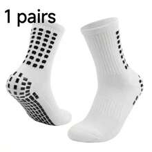 1/3/6 Pairs Football Socks For Men, Thick Short/Long Tube Socks, Non-Slip, Durable Sports Socks - Black and White - View 16