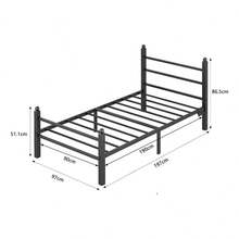 Base De Cama Individual De Metal Para Dormitorio Pequeño - Negro - Ver 2