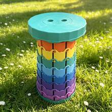 1pc Rainbow Expandable Bench - Outdoor Portable Plastic Folding Adjustable Chair, Suitable For Queuing, Fishing Or Train Sitting - Multicolor - View 13