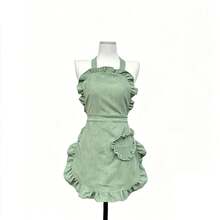 Grembiule da donna con tasca a forma di cuore e volant francese, impermeabile e antimacchia per cucina e casa, disponibile in 4 colori, per cottura, giardinaggio e lavoro, in tessuto a righe fini morbido e delicato sulla pelle, con pizzo plissettato e tasca a forma di cuore, adatto per cucinare, pulire e fare giardinaggio, unisce estetica e praticità, trasformando le faccende ordinarie in una vita quotidiana romantica. - Multicolore - Visualizzare 11