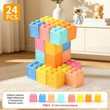 Bloques apilables de goma suave para bebés, juguetes de baño lavables, juguetes de dentición con números y letras de educación temprana Montessori, regalo de juguetes sensoriales para recién nacidos - Multicolor - Ver 10