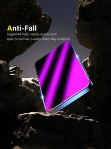 4pcs Purple Light Anti-Peep Glass Screen Protector Anti-Blue Light Privacy Protection Compatible With Phone 11/12/13/14promax/15Pro Max/16/16 Plus/16 Pro/16 Pro Max/16e/17/17 Air/17 Pro/17 Pro Max - Purple - View 2