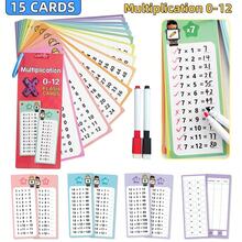 15 Cards Dry Erase Math Multiplication Cards, Double Sided 0-12 Multiplication Table Math Operation Cards, Student Education Supplies, Math Learning Tools For Kids, Home School Teaching Aids, Teacher Supplies - Multicolor - View 14