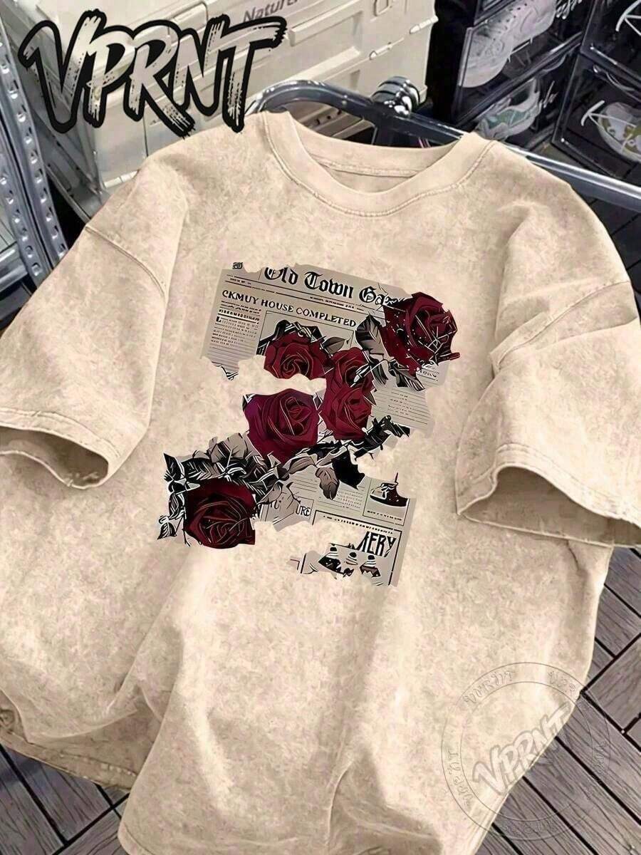 Casual, Everyday Outfits, Classic Retro Women's Clothing, Comfortable Short-Sleeved Tops For Spring, Summer, Autumn And Winter - Unisex Everyday Campus Wear For Women And Men. - 杏色 - 查看 1