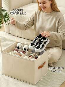 Aesthetic Foldable Shoe Organizer Storage Box With Transparent Cover Sturdy Closet Shoe Container For Women Chic Multi Slot Sneaker Organizer Bin For College Dorm Shoe Storage Case Dustproof Shoe Organizer Footwear Organizer Home Storage Supplies - View 2