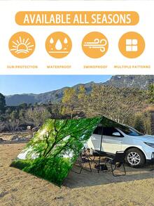 1PC Outdoor Thickened Waterproof Sun Protection Gradient Mandala Flower Green Bohemian Pattern Outdoor Garden Patio Pergola Canopy Beach Sun Shade Tent With Free Rope (Support Frame Not Included) - Multicolor - View 6