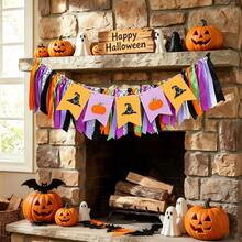 Halloween High Chair Banner Party Decorations Pumpkin Withc Hat Ribbon Tassel Garland Photo Props - Multicolor - View 1