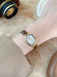 1pc Oval Vintage Style Gold Bamboo Strap Quartz Women's Watch, Elegant And Exquisite, Suitable For Daily Wear, Birthday Gift, Party - Gold - View 10