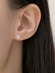 1pc New Style Wrap Earring Screw Twist Ear Bone Stud, Niche Luxury Personalized Minimalist Versatile Exquisite Ear Jewelry - Silver - View 4