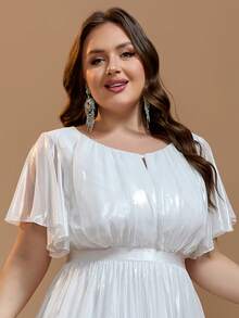 Women Plus Size Elegant Fashion Cocktail Party Dress For Wedding Guest Formal Homecoming Back To School Prom Spring Summer Autumn - White - View 1