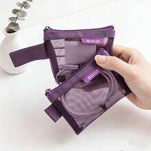 6pcs Mesh Zipper Storage Bags, Portable Travel Coin Pouches, Suitable For Data Cables, Earphones, Phone Accessories, Digital Storage, Makeup Bags, Transparent Mesh Coin & Miscellaneous Storage Bags, Back To School Supplies,Back To School - Multicolor - View 8