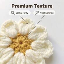 1 Set Handmade Crochet European And American Vintage Style Daisy Wreath, Premium Polyester Material, White Daisy Wreath Set | Cute Floral Decorative Hanging Ornament, Suitable For Baby Shower, Wedding, Birthday Party, Living Room Decor, Bedroom Decor, Room Decor, Home Decor, Wall Decor, Patio Decor, Essential Decoration For Mother's Day, Theme Party Decor, Holiday Decor, Back To School Season, Exquisite Gift For Partner, Girlfriend, Best Friend, Colleague. - Multicolor - View 5