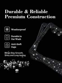 2pcs/1pc Shiny Rhinestone License Plate Frame - Sparkling Crystal Inlaid Stainless Steel, Shiny Screw Caps, Long-Lasting Shine, Unobstructed Design, Fashionable Diamond Car Accessories, Unisex - Style a - View 7