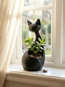 1pc Multifunctional Cat-Shaped Storage Decor, Multipurpose Plant Pot And Key Holder, 2-In-1 Resin Desktop Organizer, Creative Succulent Planter, Entryway Key Storage Box, Minimalist Home Decor, Suitable For Living Room, Bedroom And Entryway - A - View 11