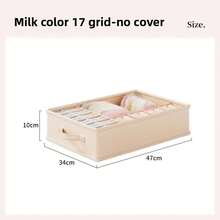 Caja de almacenamiento de ropa interior: bragas, calcetines, sujetadores - Organizador 3 en 1 Bolsa de almacenamiento con cajón para armario doméstico - Beige-36Grid-WithTaid - Ver 19