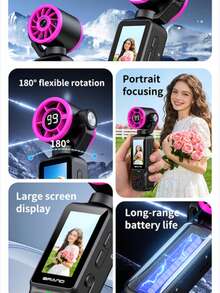 4K HD Night Vision Action Camera With Fan, 180° Rotating Lens - Hands-Free Wearable Body Camera, Suitable For Cycling, Hiking And Sports Recording, Rechargeable, Video Vlog Camera, Handheld Stabilizer Pocket Action Camera 180 Degree Rotation, Full Body Camera, Perfect For Video And Recording, Ideal For Life Documentation And Travel, 2000mAh. - Multicolor - View 10