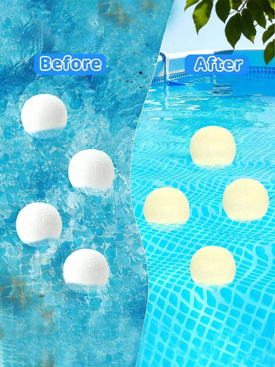 1/2/3pcs Reusable Floating Pool Cleaning Balls, Quick Water Absorption Efficient Cleaning For Pool, SPA And Hot Tub, Suitable For Sand Filter Systems, Absorbs Floating Debris