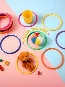 30pcs/10pcs/2pcs Juego de Lanzamiento de Aros de Plástico Multicolor, Aros de Carnaval, Para Juegos de Práctica de Velocidad y Agilidad, Juegos de Jardín y Patio al Aire Libre, Juegos de Despedida de Soltera, Regalos de Fiesta de Cumpleaños y Vacaciones de Carnaval, Accesorios de Fiesta de Festival de Playa y Césped (Colores Aleatorios) - Multicolor - Ver 3