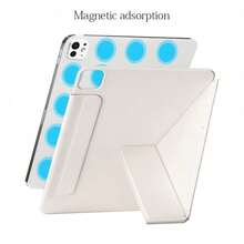 Strong Magnetic Adsorption Slim Tri-Fold Stand Protective Case Compatible With IPad Pro 13-Inch M5 M4 2026, Air 11 M2 10.9, Air 5th Gen 10th Gen 11th Gen A16 2025 M3 Air 13, Supports Pencil Pro And Pencil - Beige Y - View 8