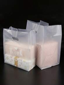 50pcs Transparent Plastic Gift Bags With Handles - Suitable For Salads, Cakes, Pizzas, Breads, Desserts, Cookies And Candies - Ideal For Weddings, Birthdays And Parties - Multiple Specifications - View 2