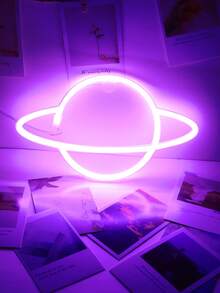 1pc Home Decor Planet LED Neon Light, USB And Battery Powered, Suitable For Bedroom Wall Decor,Birthday Party Decor Light,Indoor Room Decor Light,Bar And Shop Window Decor Light,Birthday Gift For Friends,Game Room Decor Neon Sign Light - 彩色 - 查看 6