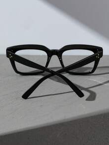 1 Pair Square Frame Glasses, Clear Lenses, Suitable For Reading, Gaming, TV, Computer And Mobile Use, Unisex - Clear - View 5