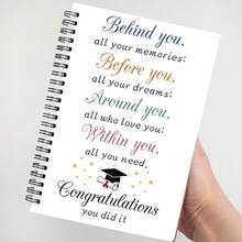 Graduation Inspirational Notebook, Spiral Bound, Vibrant Quotes, Graduation Cap & Star Pattern Design, Lined Pages, Perfect Gift For Students To Celebrate Achievements And Dreams - A - View 3