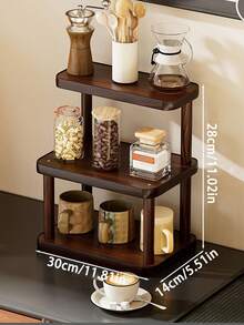 1 Estantería de madera vintage de varios niveles, soporte de exhibición creativo de 3 niveles, soporte de exhibición de perfumes y joyas, diseño único, unidad de almacenamiento para entrada o escritorio, organizador multinivel para lápiz labial, perfume y cosméticos, unidad de almacenamiento de cuidado de la piel para tocador. - Nuez - Ver 10