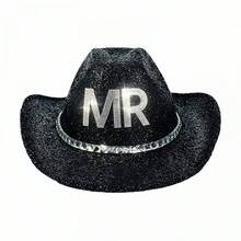Rhinestone Western Hat Wide Brim Jazz Cap Stylish Sparkly Cowgirl Hat For Daily Life Party Stage  Holiday - Black - View 6