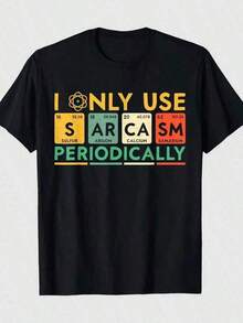 Camiseta satírica de ciencia para hombres y mujeres - Uso periódicamente gráfico humorístico de la tabla periódica, camiseta de manga corta de ajuste regular de mezcla de algodón, camiseta - Negro - Ver 1
