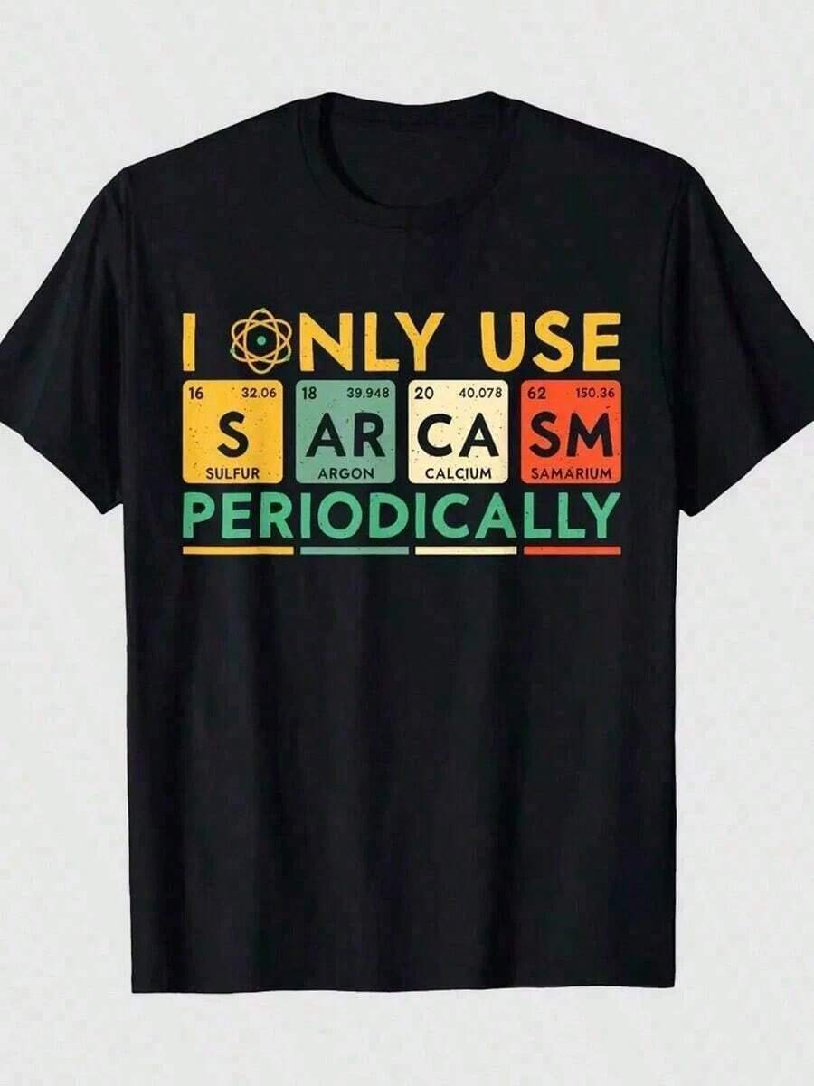 Camiseta satírica de ciencia para hombres y mujeres - Uso periódicamente gráfico humorístico de la tabla periódica, camiseta de manga corta de ajuste regular de mezcla de algodón, camiseta - Negro - Ver 1