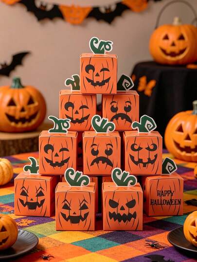 24pcs Halloween Pumpkin Gift Boxes, Halloween Party Favor Boxes, Candy Boxes, Halloween Gift Packaging Supplies, Halloween Party Gift Boxes, Halloween Decorations, Trick Or Treat, Gift Wrapping, Halloween Party Decor, Halloween Party Supplies, Halloween Gifts, Party Favors