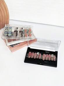 1 pieza Caja de almacenamiento transparente y visible para arte de uñas, para exhibición de arte de uñas portátil - Multicolor - Ver 6