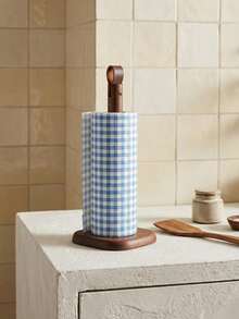 1pc Sandalwood Vertical Kitchen Paper Towel Holder, Freestanding Design, Smooth Polished Surface, Stable Base, Minimalist Aesthetic, Customizable Engraving, Suitable For Kitchen, Dining Room, Countertop, Home Decor, Ideal For Holiday Gifts, Party Favors, Valentine's Day Gifts, For Adults, Men, Women, Family And Friends - Multicolor - View 3