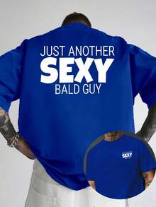 Chemise de sport décontractée pour hommes à manches courtes, imprimé "Just Another Bald Guy", design d'homme chauve, col rond, stylé, coupe ample, nouveau modèle, imprimé double face sur le devant. - Blanc - Voir 9