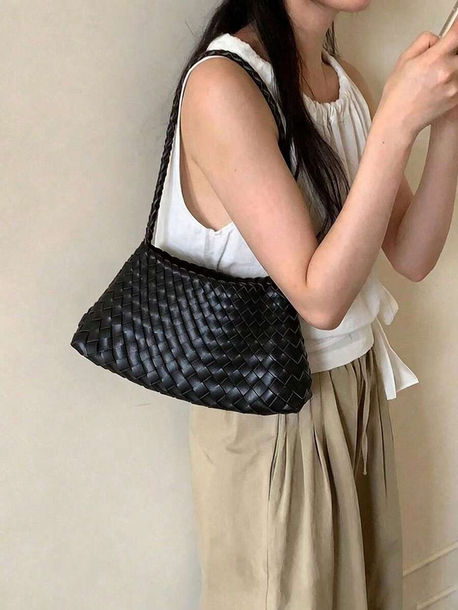手工編織包，小眾高端法式度假風手提包，休閒百搭單肩/腋下包