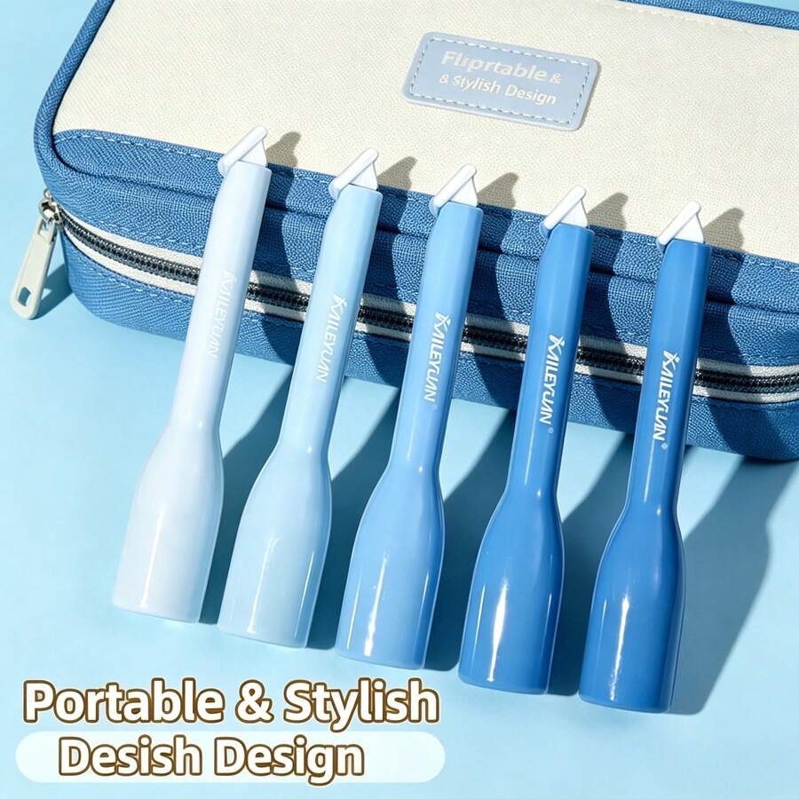 Gradient Pen-Style Correction Tape 5 Packs | 5m Per Piece Total 25m Large Capacity Portable White Out Tape, 5mm Width, Back To School Stationery For Students Exam, Office Workers & Teachers Daily Use - Pen-style Correction Tape - View 1