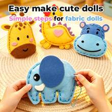 6件組兒童棉布縫紉套裝 6-8歲 – 創意手工材料，DIY動物裝飾品。適合復活節、聖誕節、萬聖節、新年和生日。 - [新]動物縫紉6件套 - 查看 6